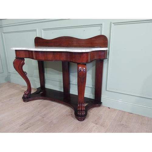 103 - Victorian mahogany and marble console table with cabriole legs and platform base. {95 cm H x 127 cm ... 