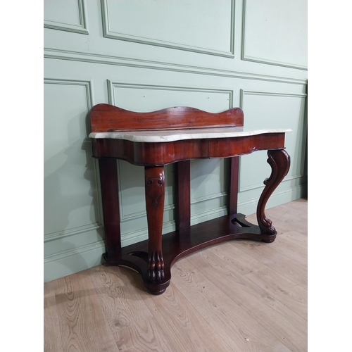 103 - Victorian mahogany and marble console table with cabriole legs and platform base. {95 cm H x 127 cm ... 