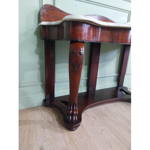 103 - Victorian mahogany and marble console table with cabriole legs and platform base. {95 cm H x 127 cm ... 