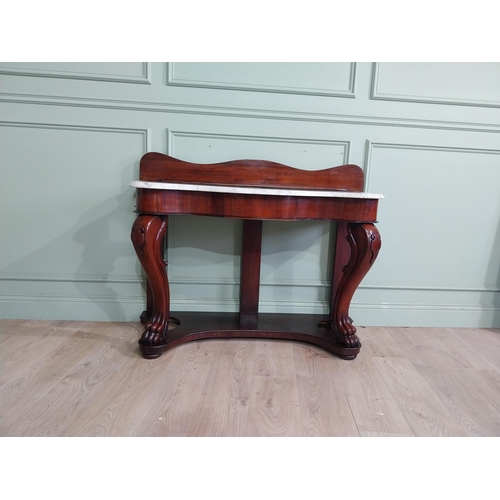 103 - Victorian mahogany and marble console table with cabriole legs and platform base. {95 cm H x 127 cm ... 