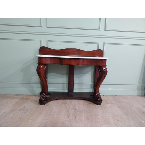 103 - Victorian mahogany and marble console table with cabriole legs and platform base. {95 cm H x 127 cm ... 