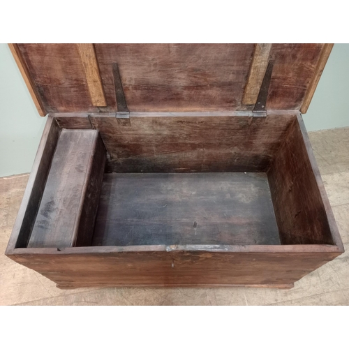 106 - Georgian elm blanket box. {52 cm H x 105 cm W x 9 cm D}. NOT AVAILABLE TO VIEW IN PERSON.