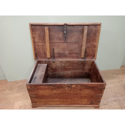 106 - Georgian elm blanket box. {52 cm H x 105 cm W x 9 cm D}. NOT AVAILABLE TO VIEW IN PERSON.