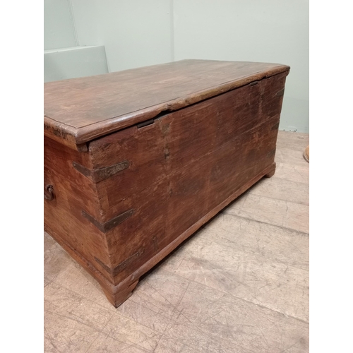 106 - Georgian elm blanket box. {52 cm H x 105 cm W x 9 cm D}. NOT AVAILABLE TO VIEW IN PERSON.