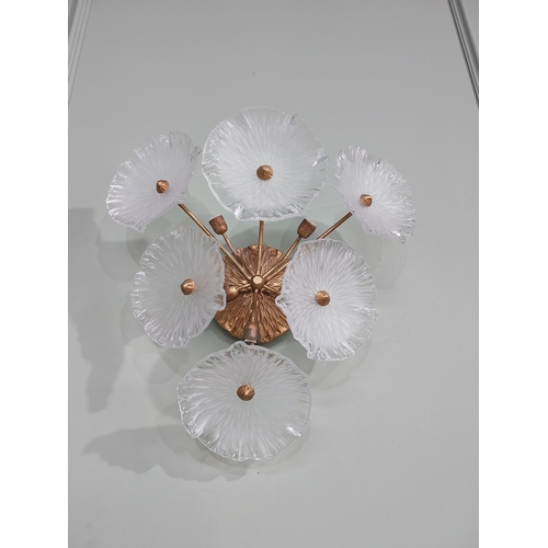 107 - Pair of Murano glass and gilded metal Lily pad wall lights originally from The Savoy Hotel London. {... 