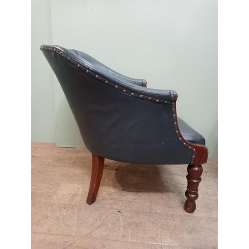 110 - Pair of Victorian 19th C. Mahogany and leather tub chairs. {H 78cm x W 65cm x D 76cm}. NOT AVAILABLE... 