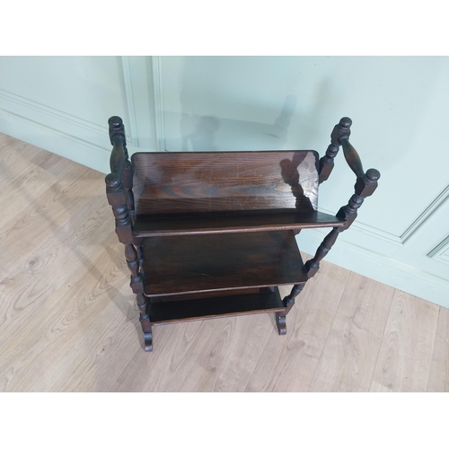 119 - Early 20th C. Oak book trough with turned supports. {80 cm H x 50 cm W x 15 cm D}.