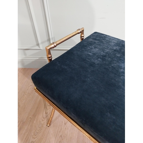 121 - Good quality gilded metal faux bamboo upholstered window seat in the Maison Jansen style. {56 cm H x... 