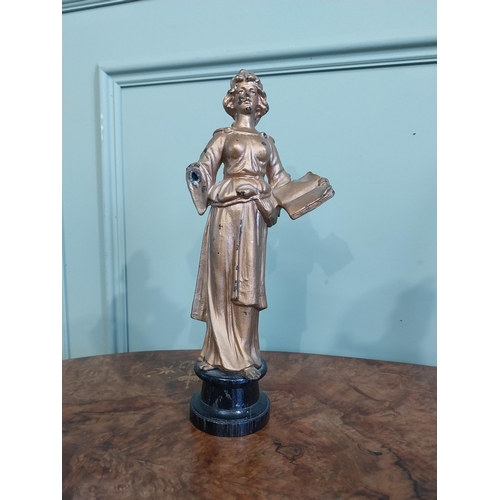 122 - Two early 20th C. gilded spelter figures of Justice. {32 cm H}