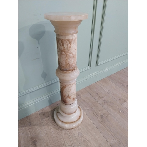 123 - Onyx jardiniere stand. {81 cm H x 26 cm Dia.}.