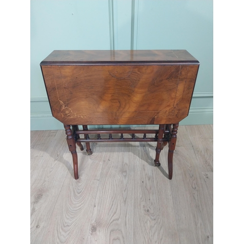 126 - Edwardian walnut Sunderland table on turned supports turned stretcher and shaped feet. {63 cm H x 59... 