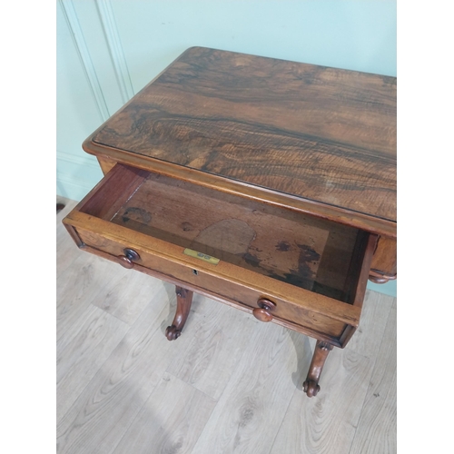 13 - 19th C. Burr walnut lamp table with single drawer in frieze on barley twist supports and stretcher t... 