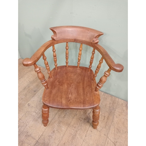 132 - 19th C. Victorian beech and elm smoker�s bow with saddle seat. { }. NOT AVAILABLE TO VIEW IN PERSON.