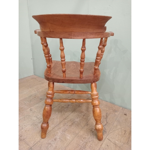 132 - 19th C. Victorian beech and elm smoker�s bow with saddle seat. { }. NOT AVAILABLE TO VIEW IN PERSON.