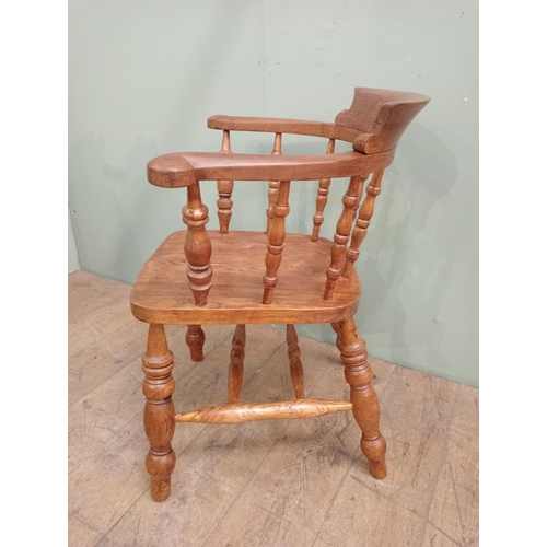 132 - 19th C. Victorian beech and elm smoker�s bow with saddle seat. { }. NOT AVAILABLE TO VIEW IN PERSON.