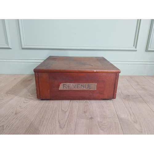 133 - Early 20th C. Mahogany folding Revenue box. {19 cm H x 44 cm W x 39 cm D}.