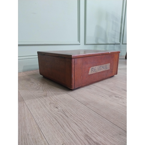 133 - Early 20th C. Mahogany folding Revenue box. {19 cm H x 44 cm W x 39 cm D}.