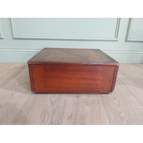 133 - Early 20th C. Mahogany folding Revenue box. {19 cm H x 44 cm W x 39 cm D}.