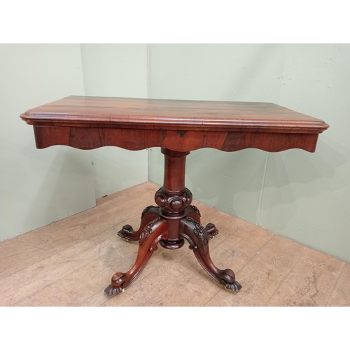 134 - 19th C  William IV rosewood card games table raised on splayed legs.  {H 78cm x W 102cm x D 52cm}. N... 