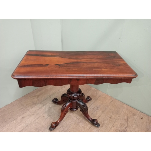 134 - 19th C  William IV rosewood card games table raised on splayed legs.  {H 78cm x W 102cm x D 52cm}. N... 