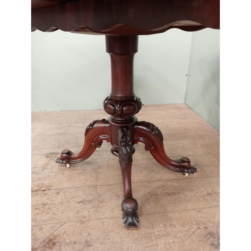 134 - 19th C  William IV rosewood card games table raised on splayed legs.  {H 78cm x W 102cm x D 52cm}. N... 