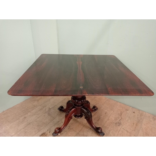 134 - 19th C  William IV rosewood card games table raised on splayed legs.  {H 78cm x W 102cm x D 52cm}. N... 