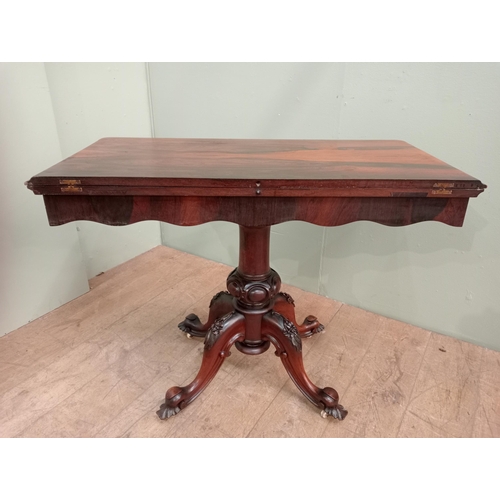 134 - 19th C  William IV rosewood card games table raised on splayed legs.  {H 78cm x W 102cm x D 52cm}. N... 