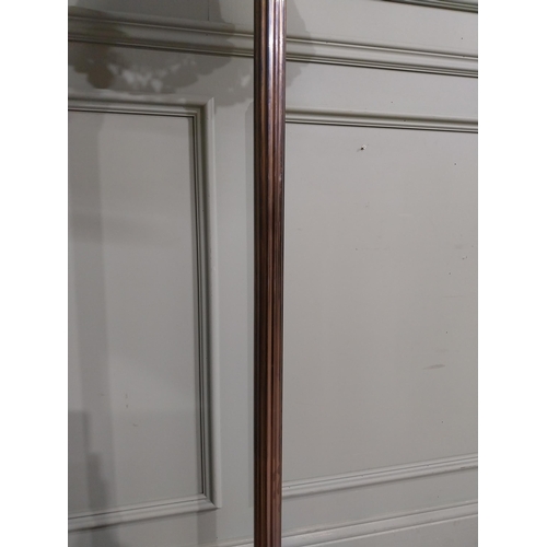 138 - 1950�s brass Corinthian column standard lamp with cloth shade. {163 cm H x 42 cm Dia.}.