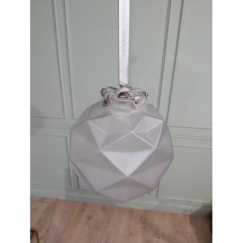 139 - Good quality French Art Deco geometric shade with chrome gallery. {66 cm H x 30 cm Dia.}