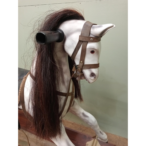 143 - Painted dapple grey rocking horse with leather reins and saddle.  {H 115cm x W 130cm x D 46cm}. NOT ... 