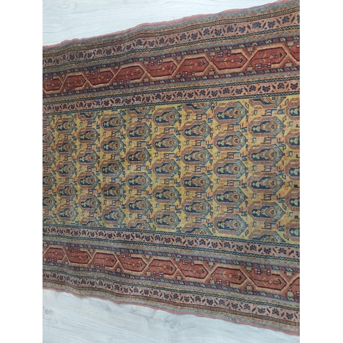 145 - Antique Usak decorative carpet runner. {383 cm L x 90 cm W}.