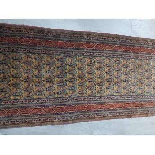 145 - Antique Usak decorative carpet runner. {383 cm L x 90 cm W}.