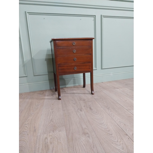 149 - Edwardian mahogany side cabinet with four drawers on square legs. {69 cm H x 48 cm W x 33 cm D}.