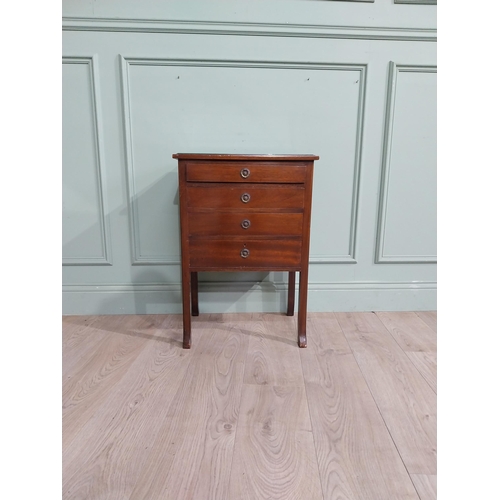 149 - Edwardian mahogany side cabinet with four drawers on square legs. {69 cm H x 48 cm W x 33 cm D}.