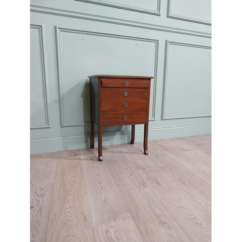 149 - Edwardian mahogany side cabinet with four drawers on square legs. {69 cm H x 48 cm W x 33 cm D}.