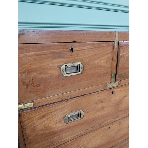 151 - Camphorwood Campaign chest with brass mounts with two short drawers above three long drawers. {101 c... 