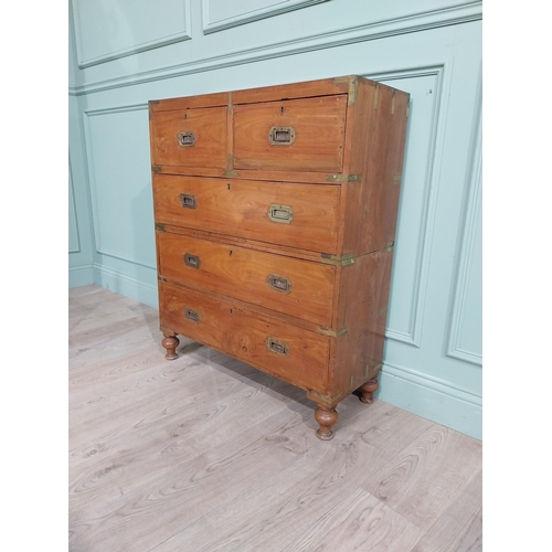 151 - Camphorwood Campaign chest with brass mounts with two short drawers above three long drawers. {101 c... 