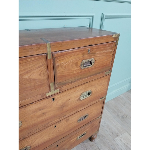 151 - Camphorwood Campaign chest with brass mounts with two short drawers above three long drawers. {101 c... 