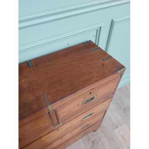 151 - Camphorwood Campaign chest with brass mounts with two short drawers above three long drawers. {101 c... 