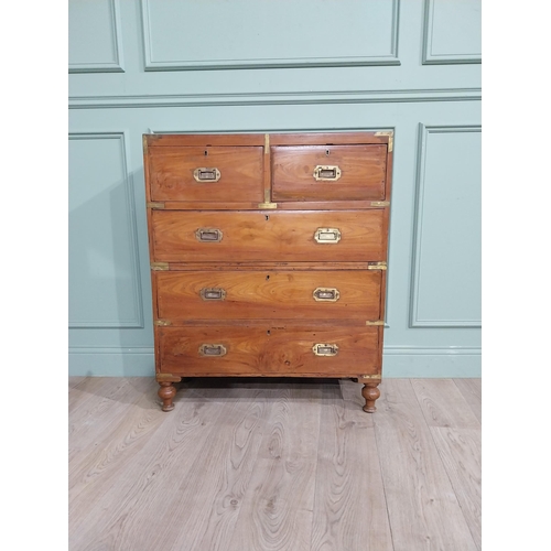 151 - Camphorwood Campaign chest with brass mounts with two short drawers above three long drawers. {101 c... 