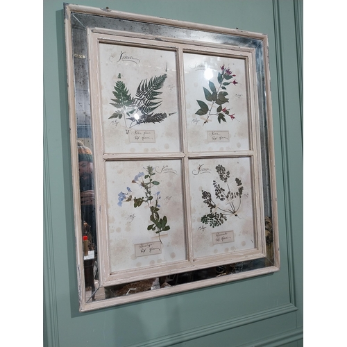 154 - Italian pressed flowers mounted in painted pine and mirrored frame. {102 cm H x 80 cm W}