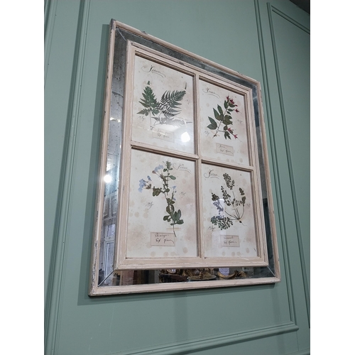 154 - Italian pressed flowers mounted in painted pine and mirrored frame. {102 cm H x 80 cm W}