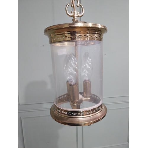 159 - Brass hall lantern in the Victorian style. {61 cm H x 22 cm Dia.}.