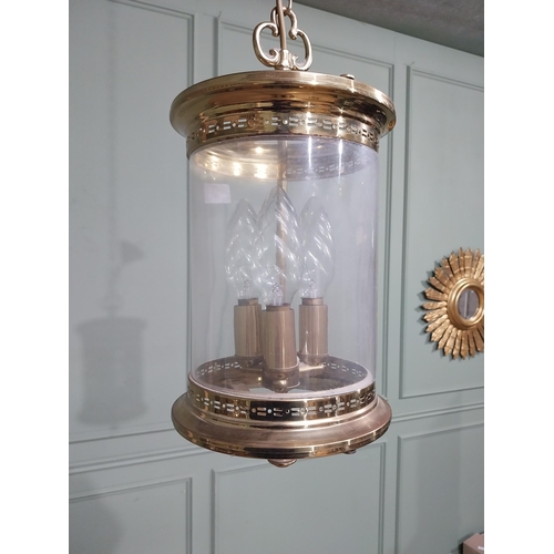 159 - Brass hall lantern in the Victorian style. {61 cm H x 22 cm Dia.}.