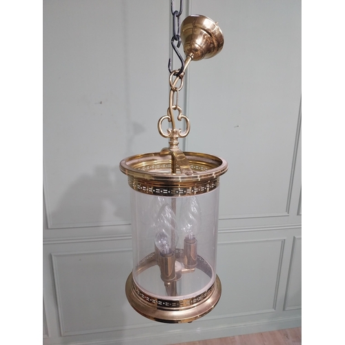 159 - Brass hall lantern in the Victorian style. {61 cm H x 22 cm Dia.}.