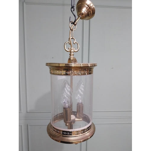 159 - Brass hall lantern in the Victorian style. {61 cm H x 22 cm Dia.}.