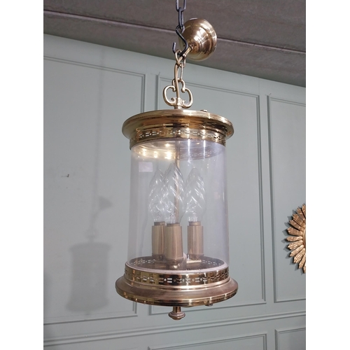 159 - Brass hall lantern in the Victorian style. {61 cm H x 22 cm Dia.}.