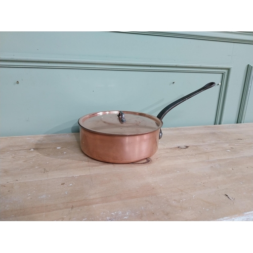 16 - Early 20th C. French copper and wrought iron lidded saucepan {8 cm H x 43 cm W x 23 cm D}.