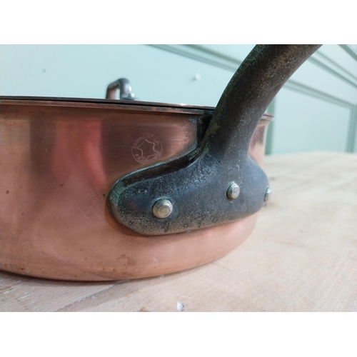 16 - Early 20th C. French copper and wrought iron lidded saucepan {8 cm H x 43 cm W x 23 cm D}.