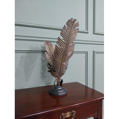 160 - Gilded metal feather table lamp. {60 cm W x 37 cm W x 18 cm D}.